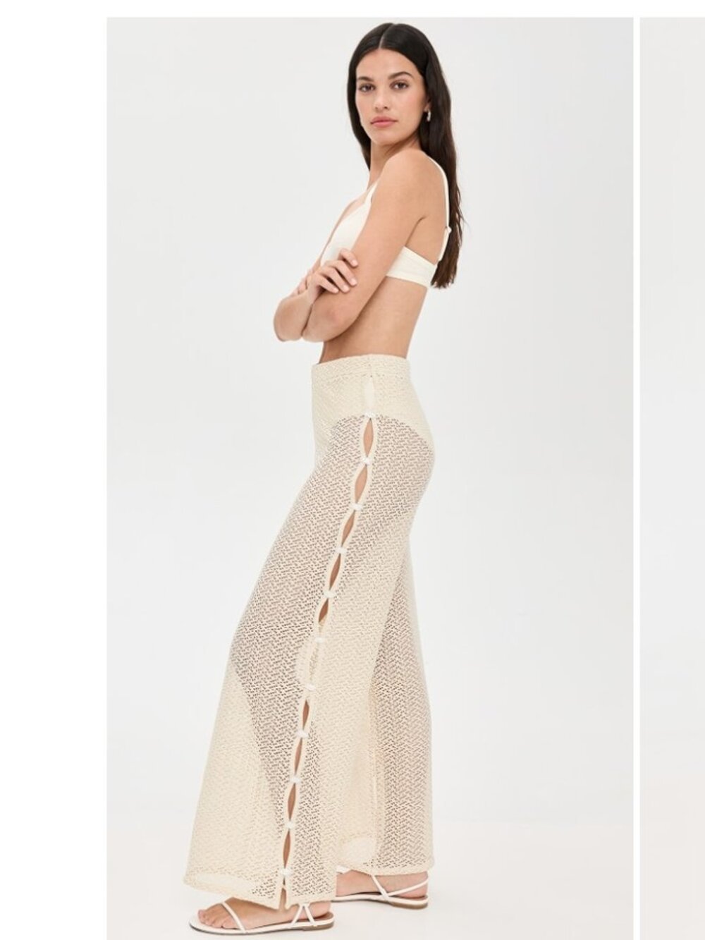 NWT Palmacea Federica Nilo Swim Cover Up Pants Ivory Small Resortwear Beach